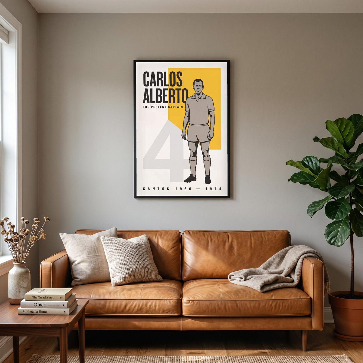 Carlos Alberto Print hanging on a living room wall