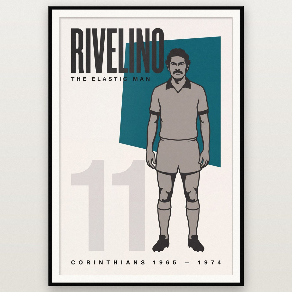 Rivelino Print shown in a black frame