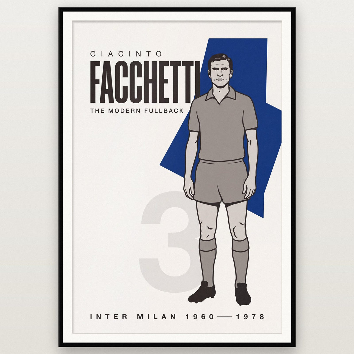 Giacinto Facchetti Print shown in a black frame