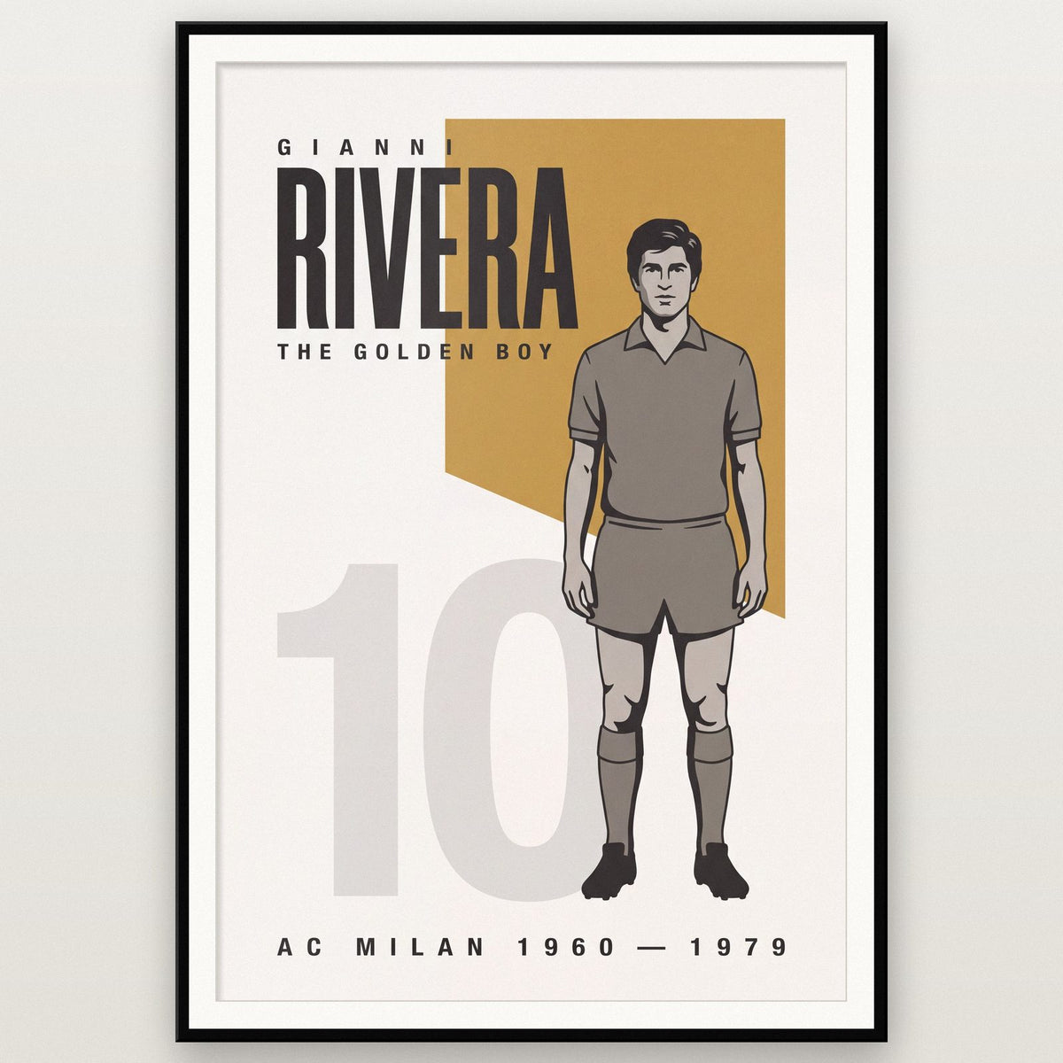 Gianni Rivera Print shown in a black frame