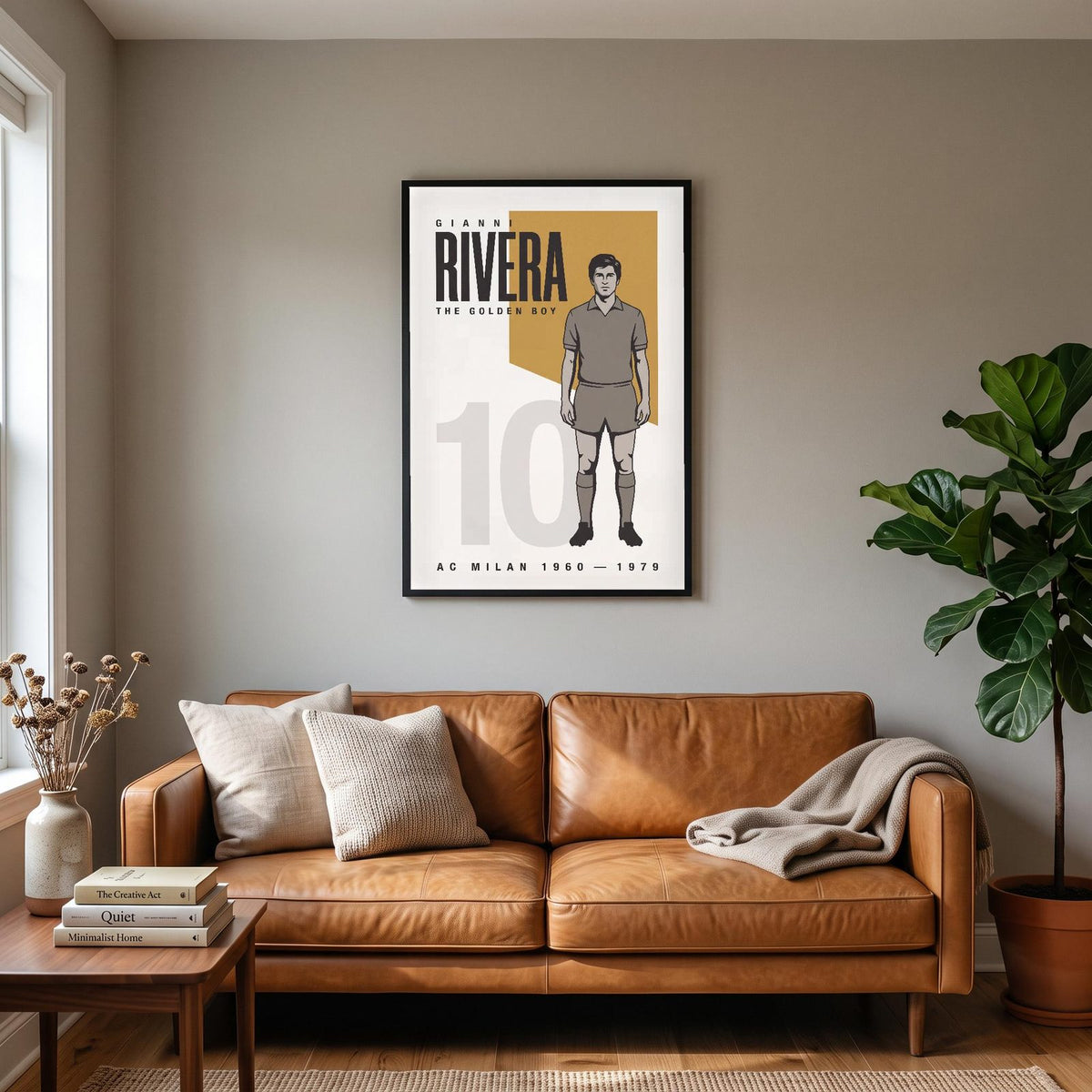 Gianni Rivera Print hanging on a living room wall