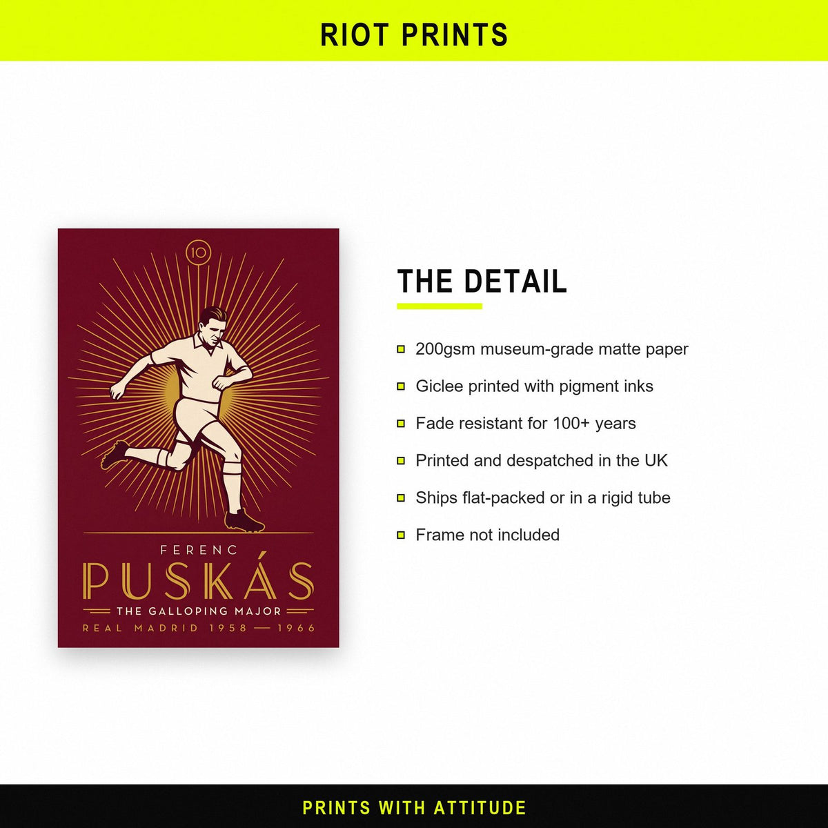 Ferenc Puskas Art Deco Print paper and printing specification