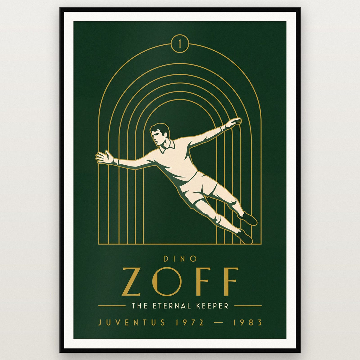 Dino Zoff Art Deco Print shown in a black frame