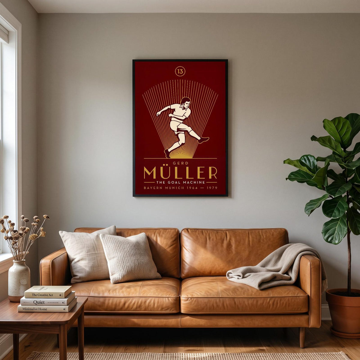 Gerd Muller Art Deco Print hanging on a living room wall
