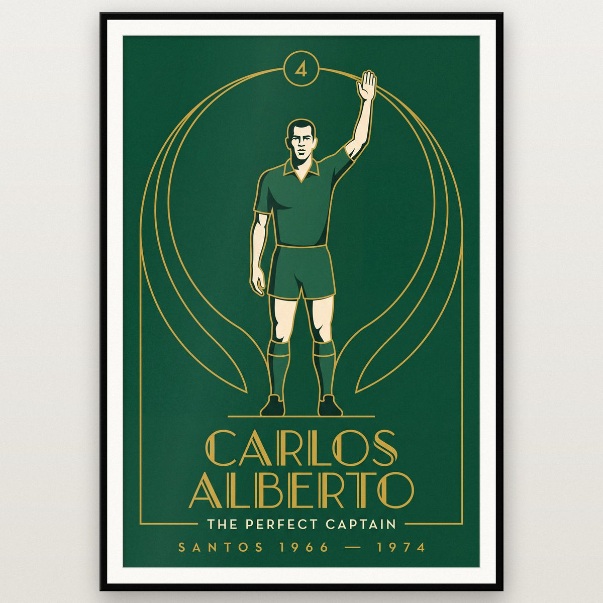 Carlos Alberto Art Deco Print shown in a black frame