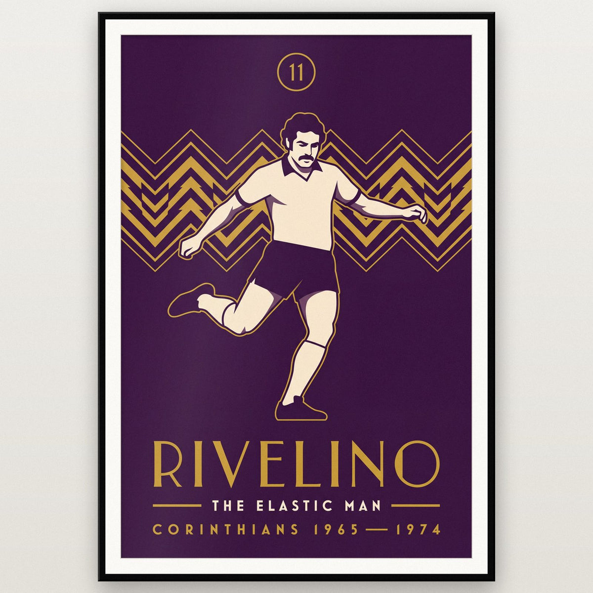 Rivelino Art Deco Print shown in a black frame