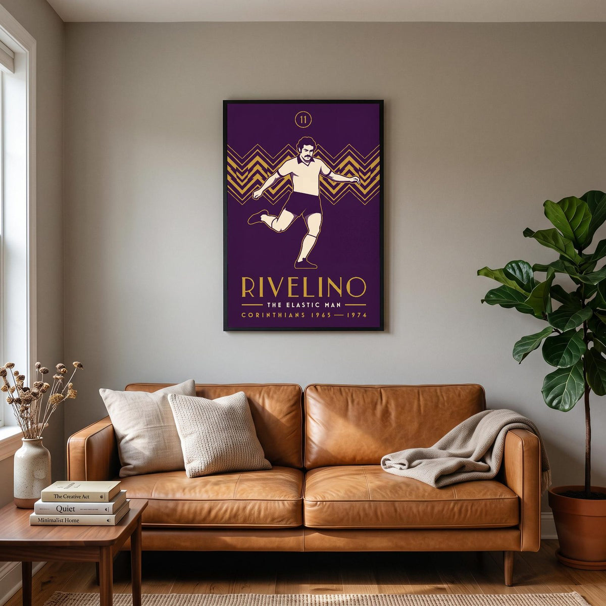 Rivelino Art Deco Print hanging on a living room wall