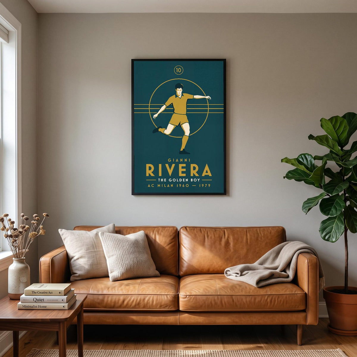 Gianni Rivera Art Deco Print hanging on a living room wall