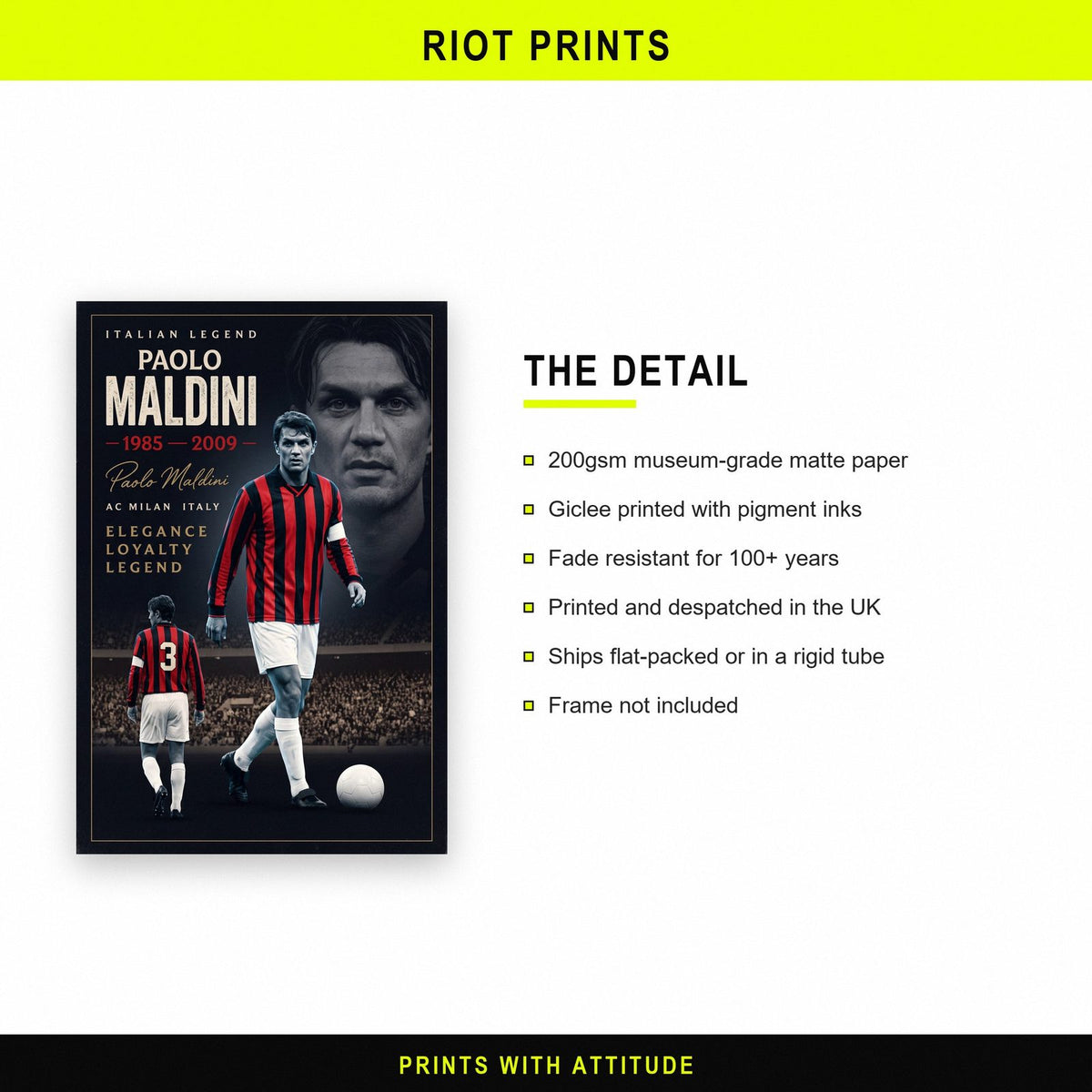 Paolo Maldini Cinematic Print paper and printing specification
