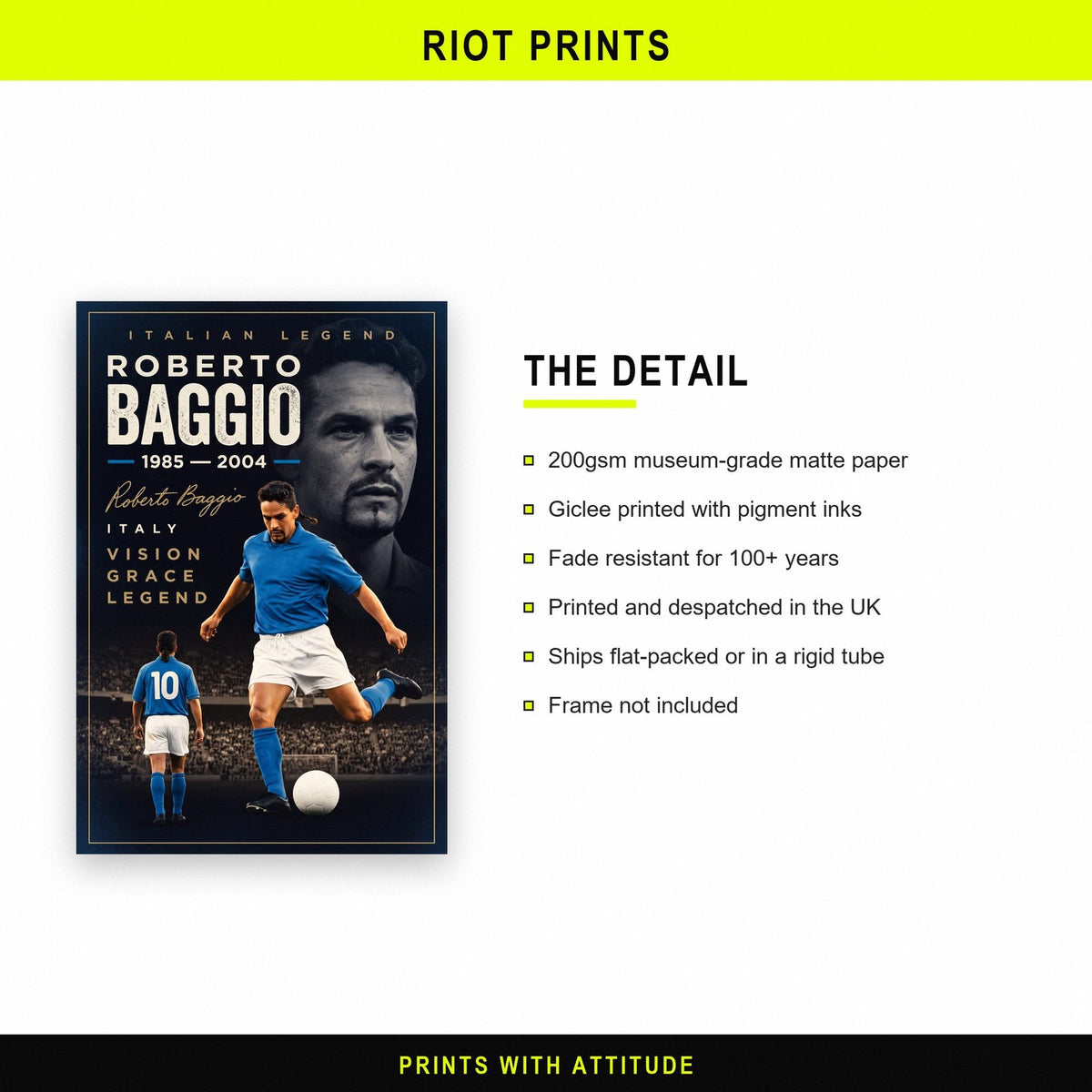 Roberto Baggio Cinematic Print paper and printing specification