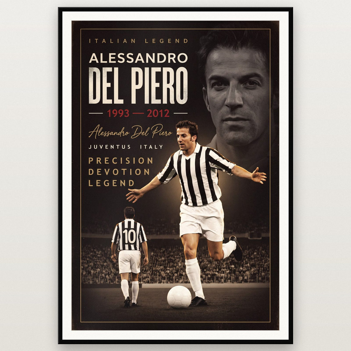 Alessandro Del Piero Cinematic Print shown in a black frame