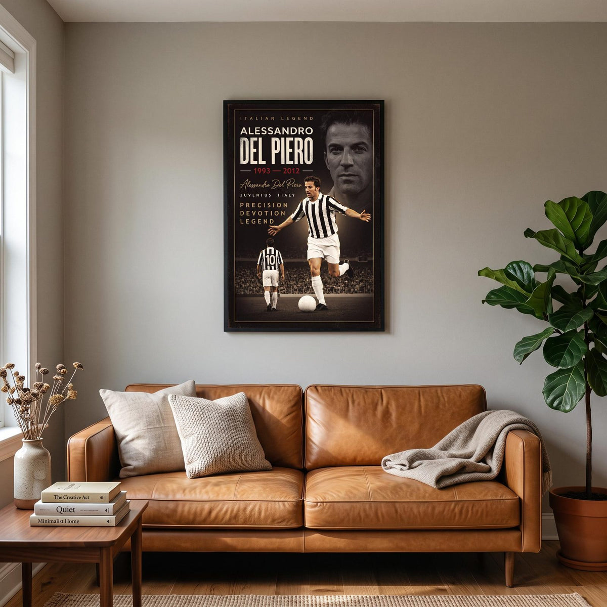 Alessandro Del Piero Cinematic Print hanging on a living room wall