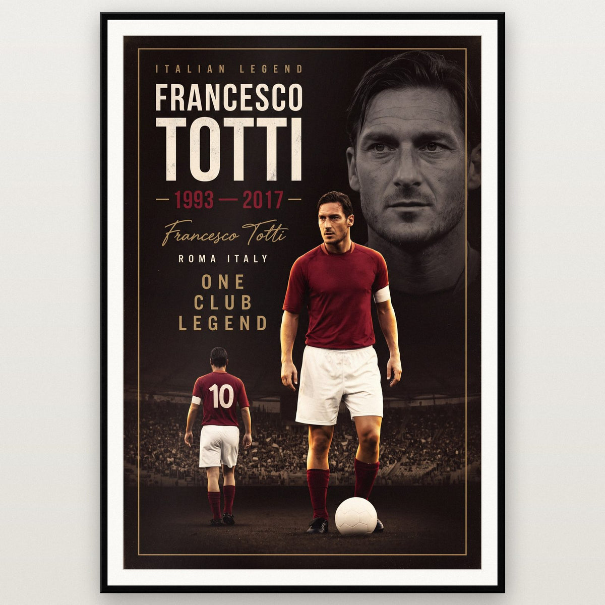 Francesco Totti Cinematic Print shown in a black frame
