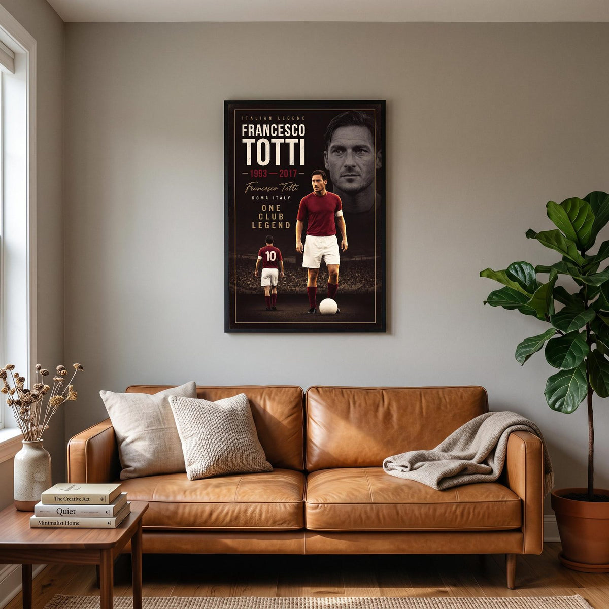 Francesco Totti Cinematic Print hanging on a living room wall