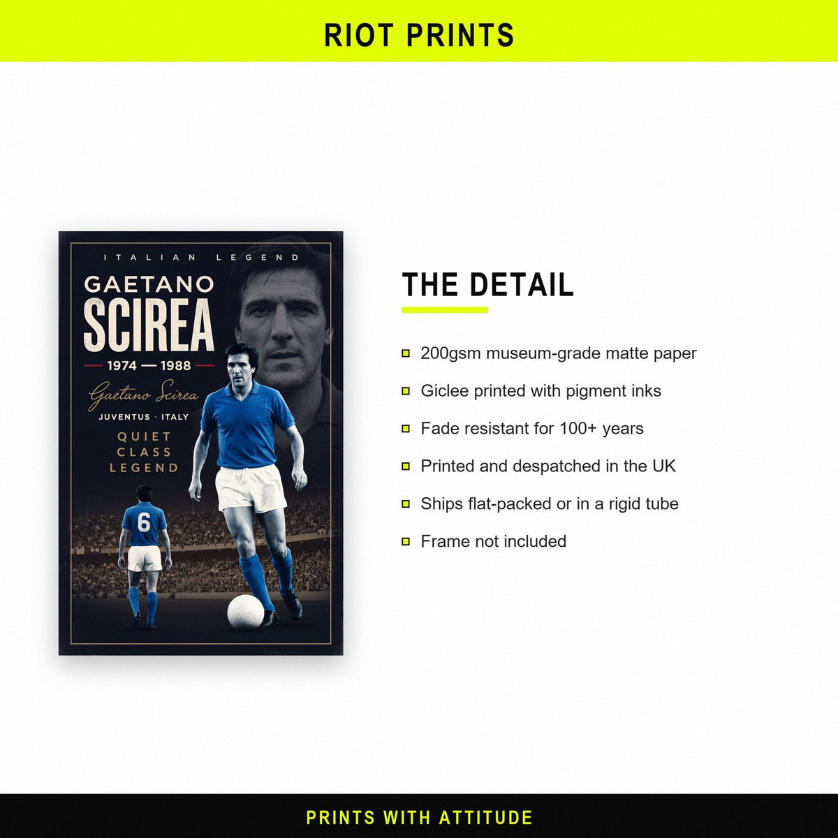 Gaetano Scirea Cinematic Print paper and printing specification