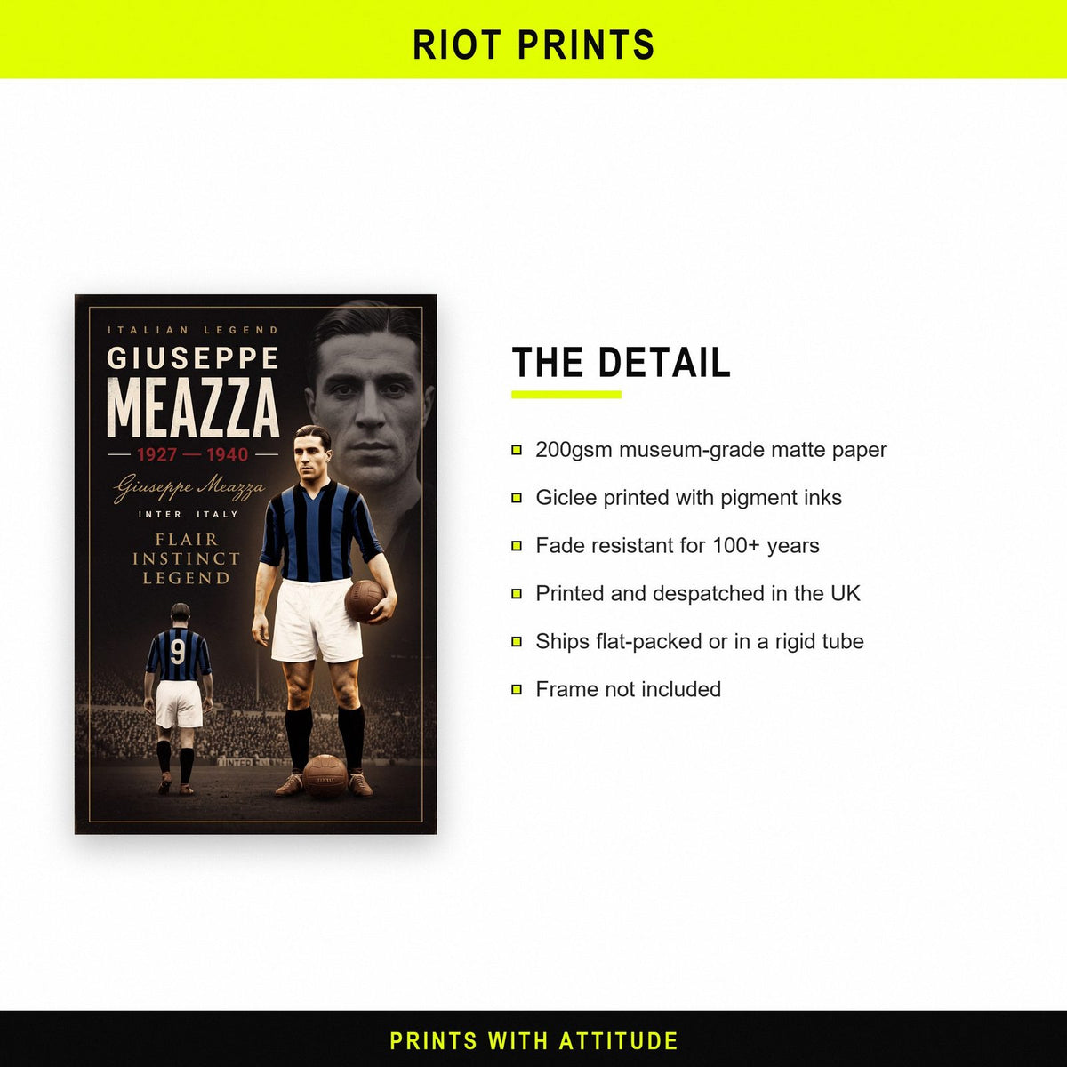 Giuseppe Meazza Cinematic Print paper and printing specification