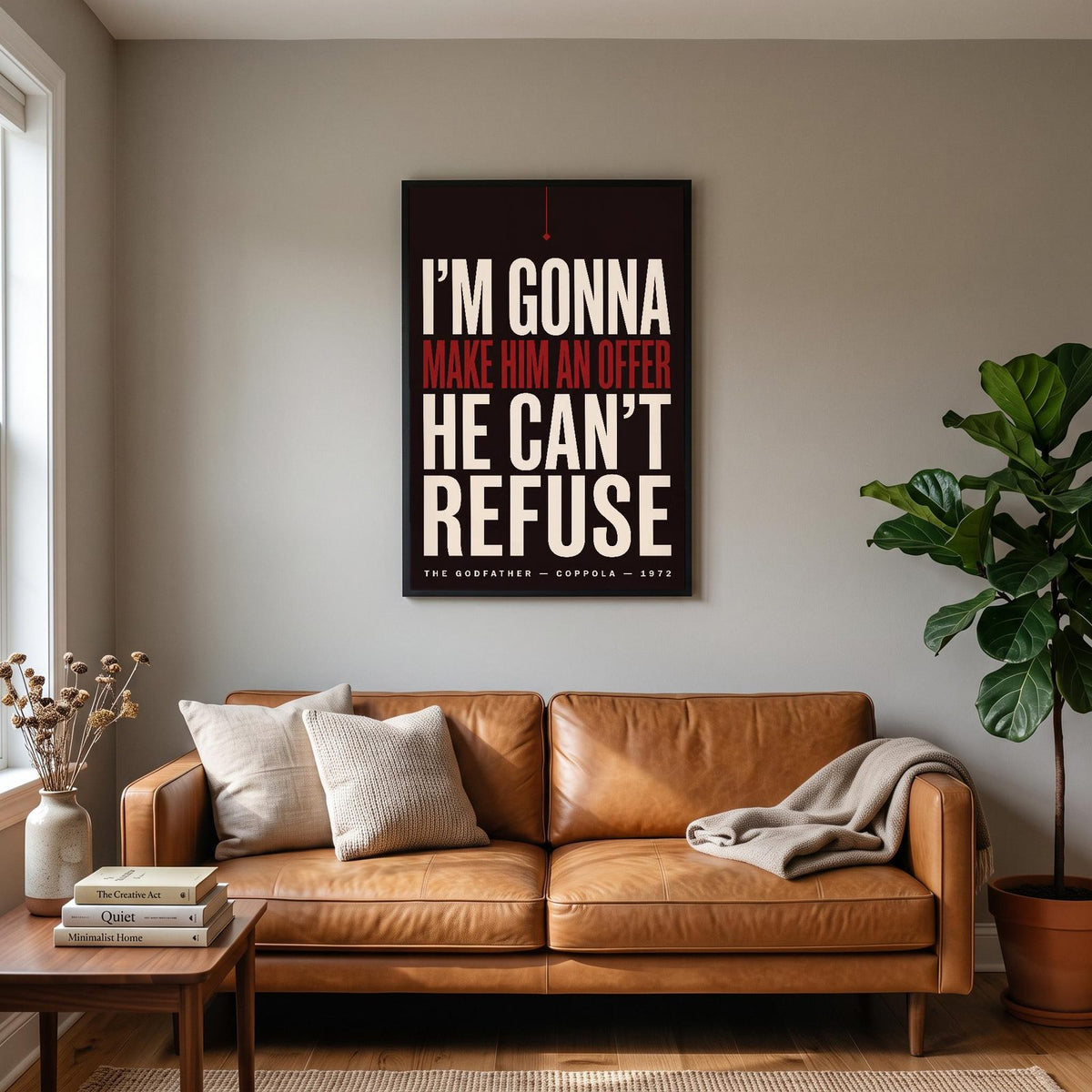 The Godfather Print hanging on a living room wall