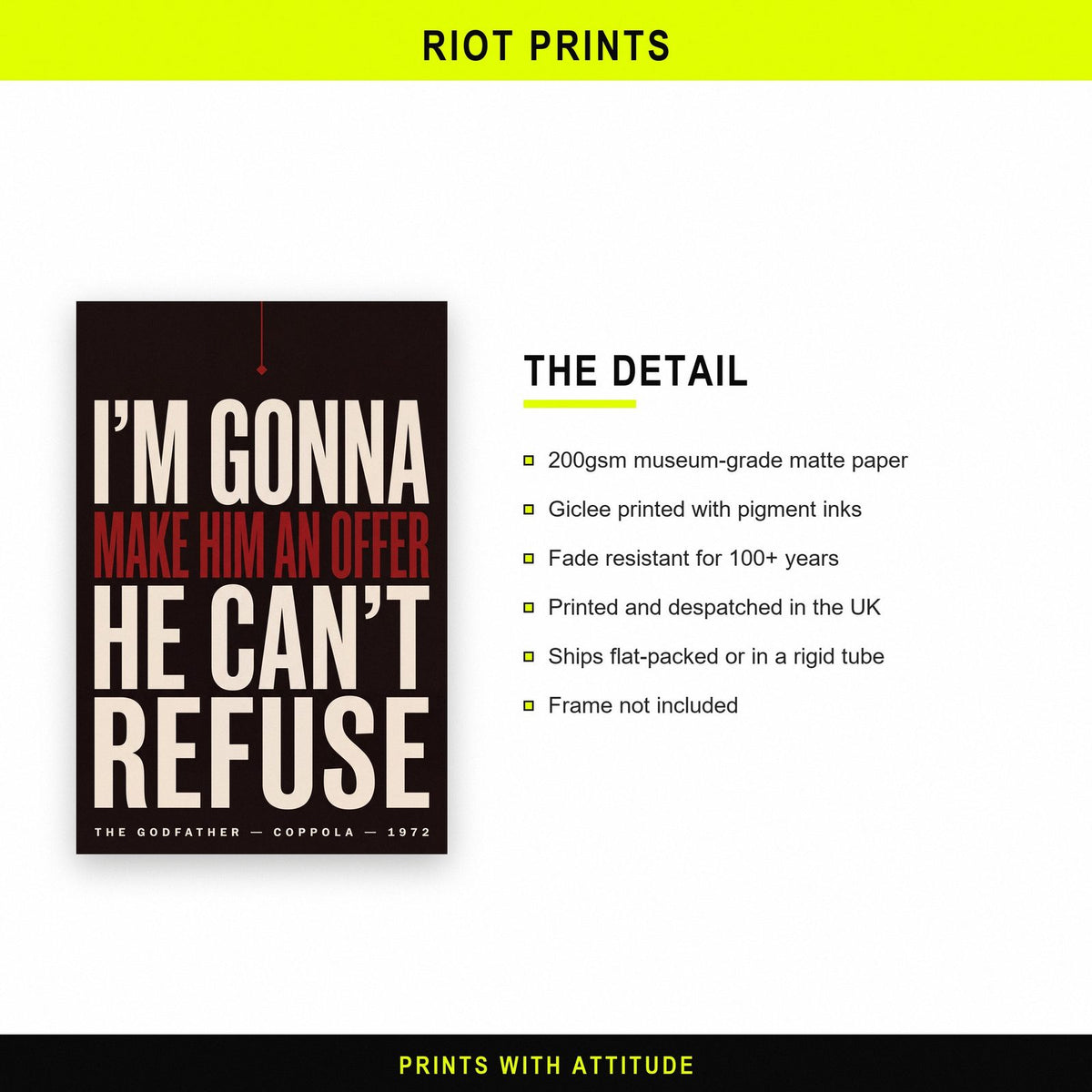 The Godfather Print paper and printing specification