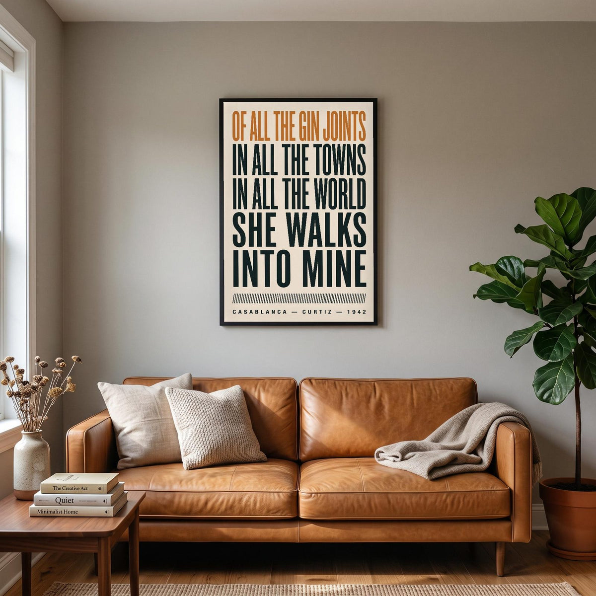 Casablanca Print hanging on a living room wall