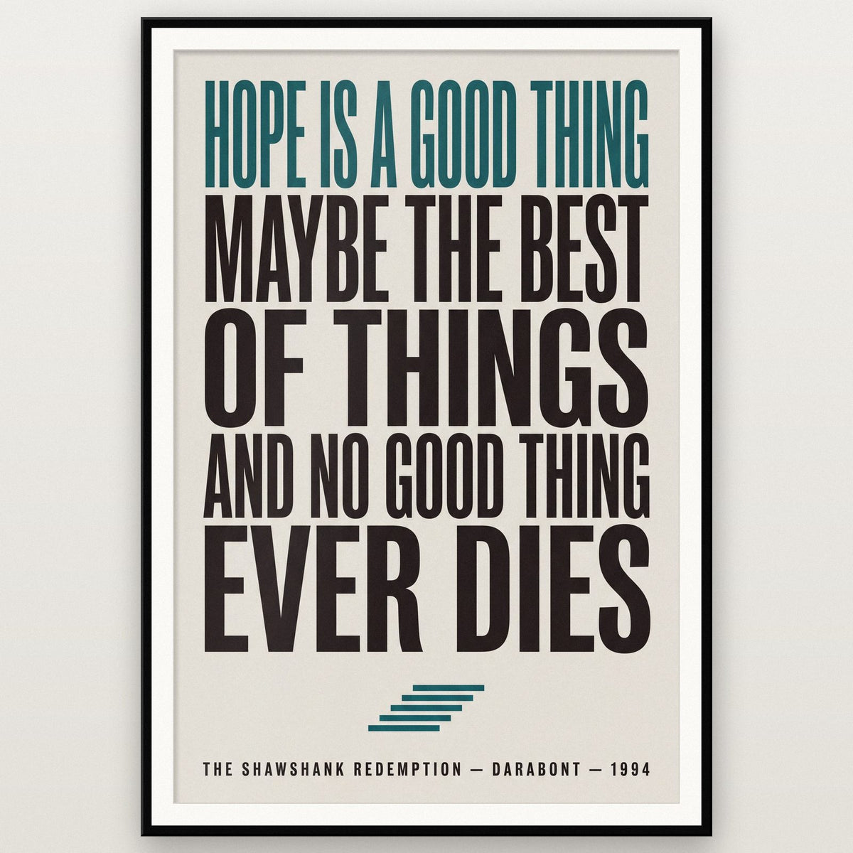 Shawshank Redemption Print shown in a black frame