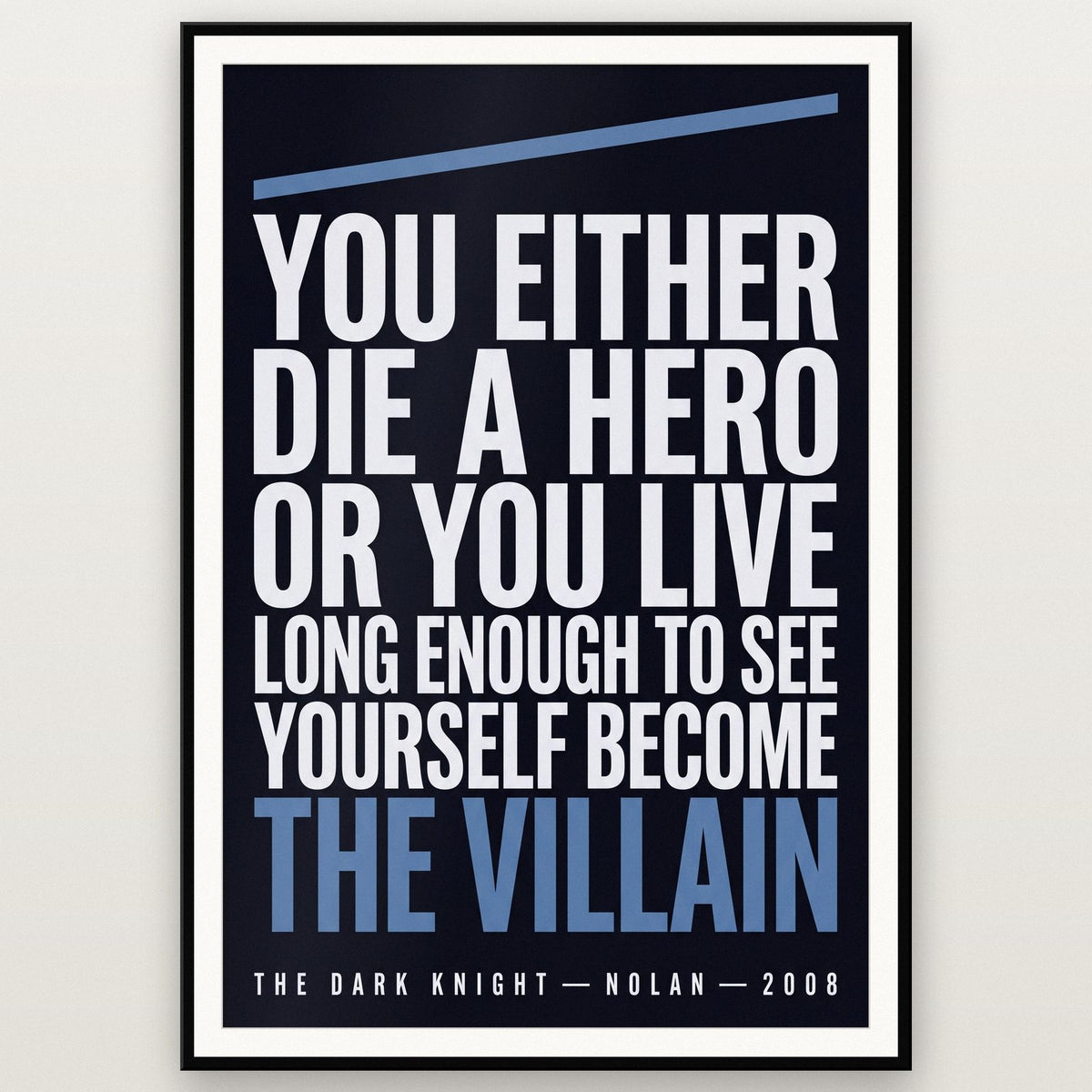 The Dark Knight Print shown in a black frame