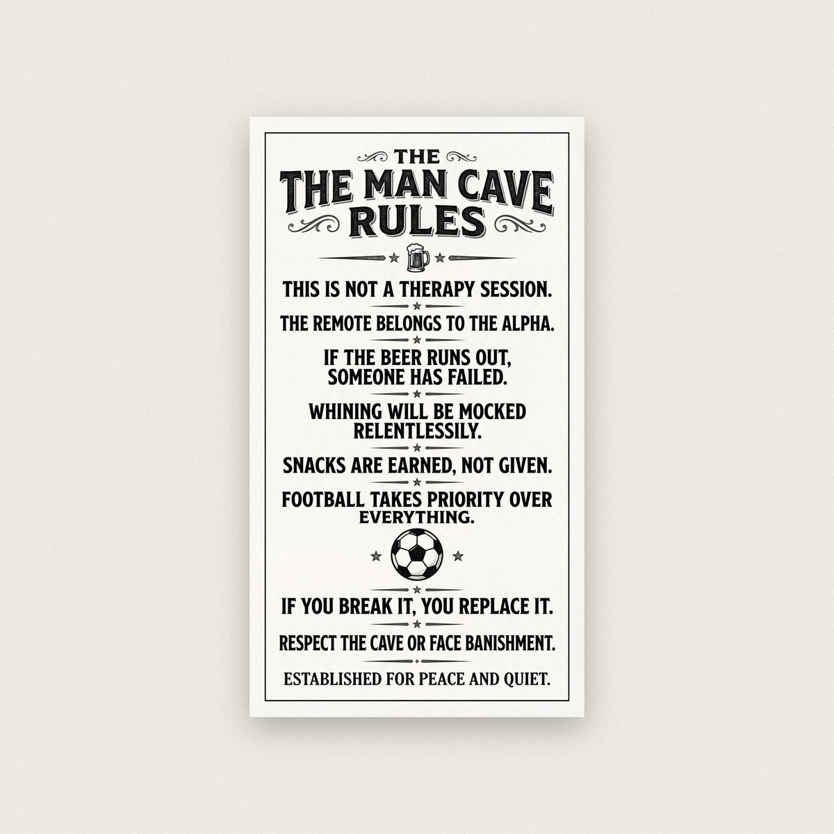Man Cave Rules Poster