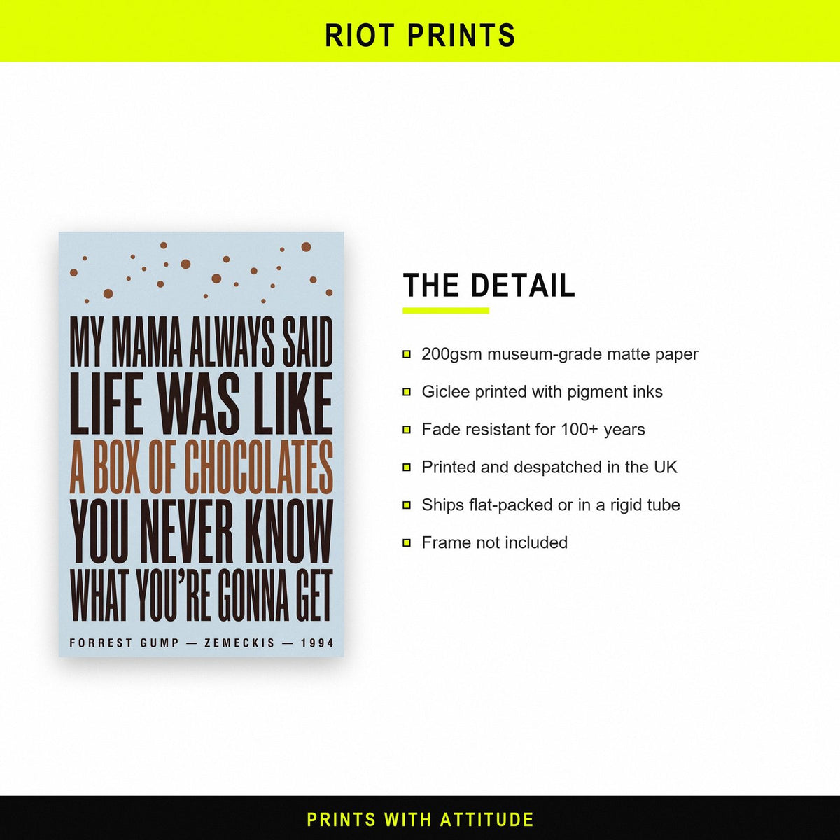 Forrest Gump Print paper and printing specification