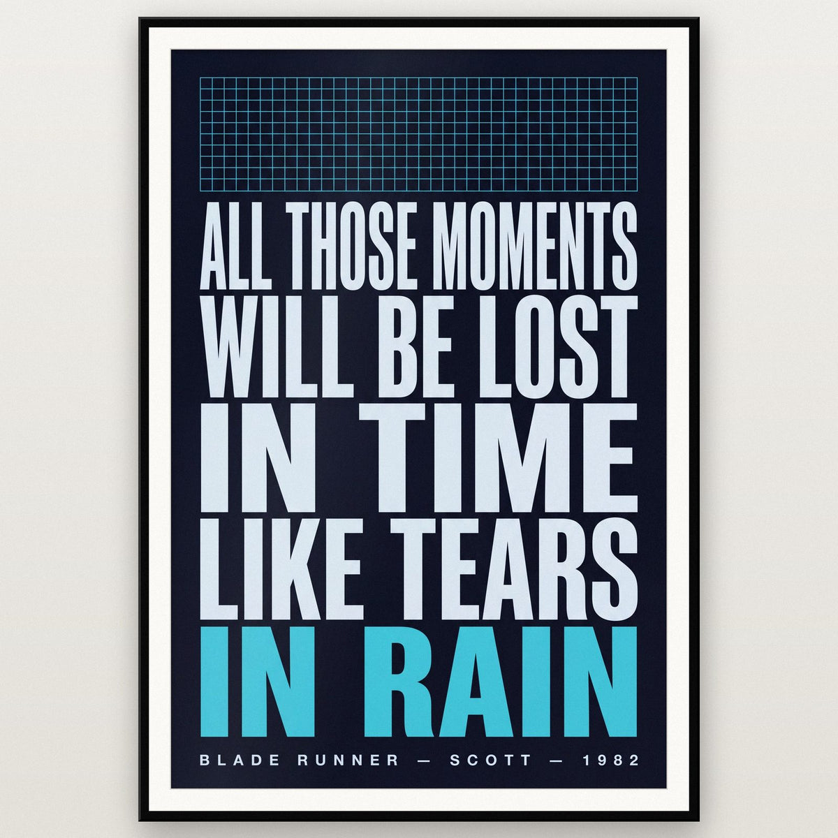 Blade Runner Print shown in a black frame