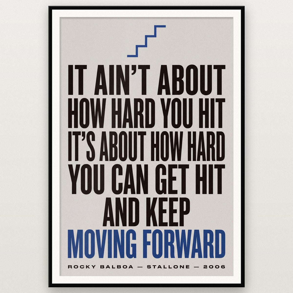 Rocky Balboa Print shown in a black frame