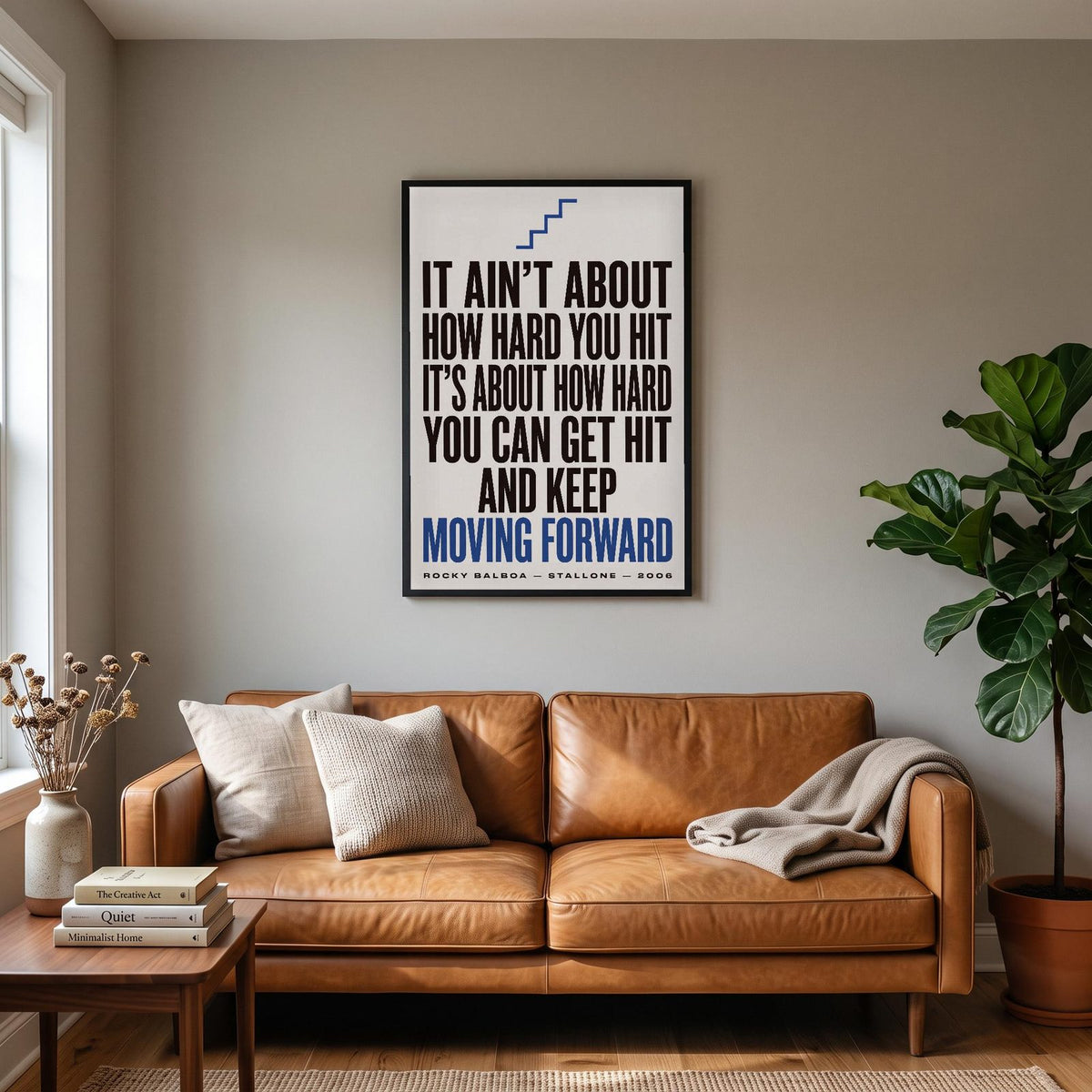 Rocky Balboa Print hanging on a living room wall