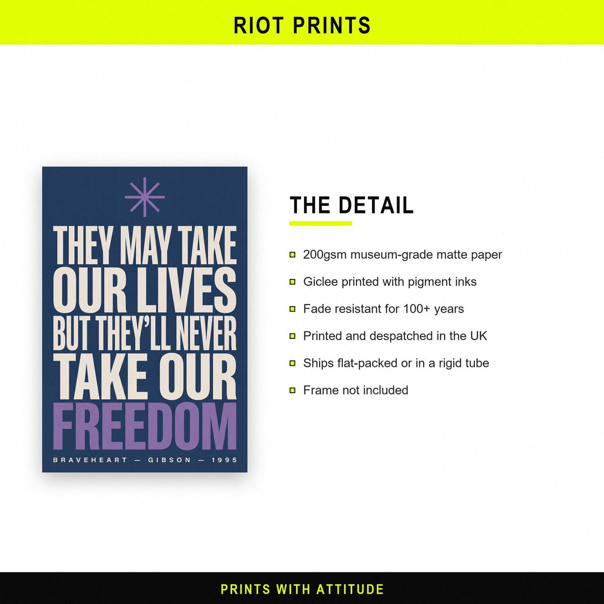 Braveheart Print paper and printing specification