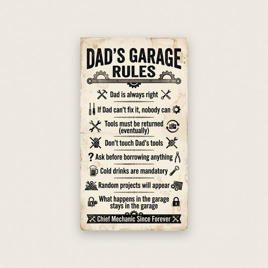 Dad's Garage Rules Poster