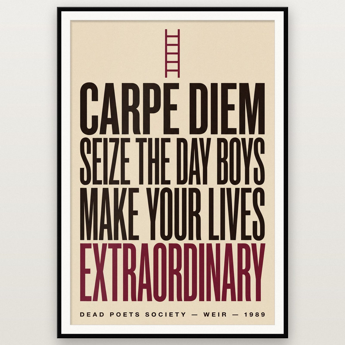 Dead Poets Society Print shown in a black frame