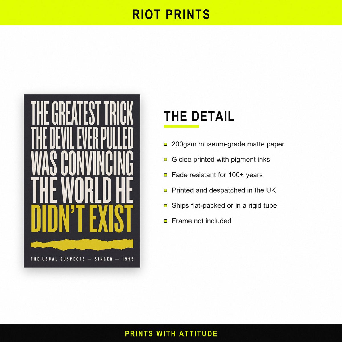 The Usual Suspects Print paper and printing specification