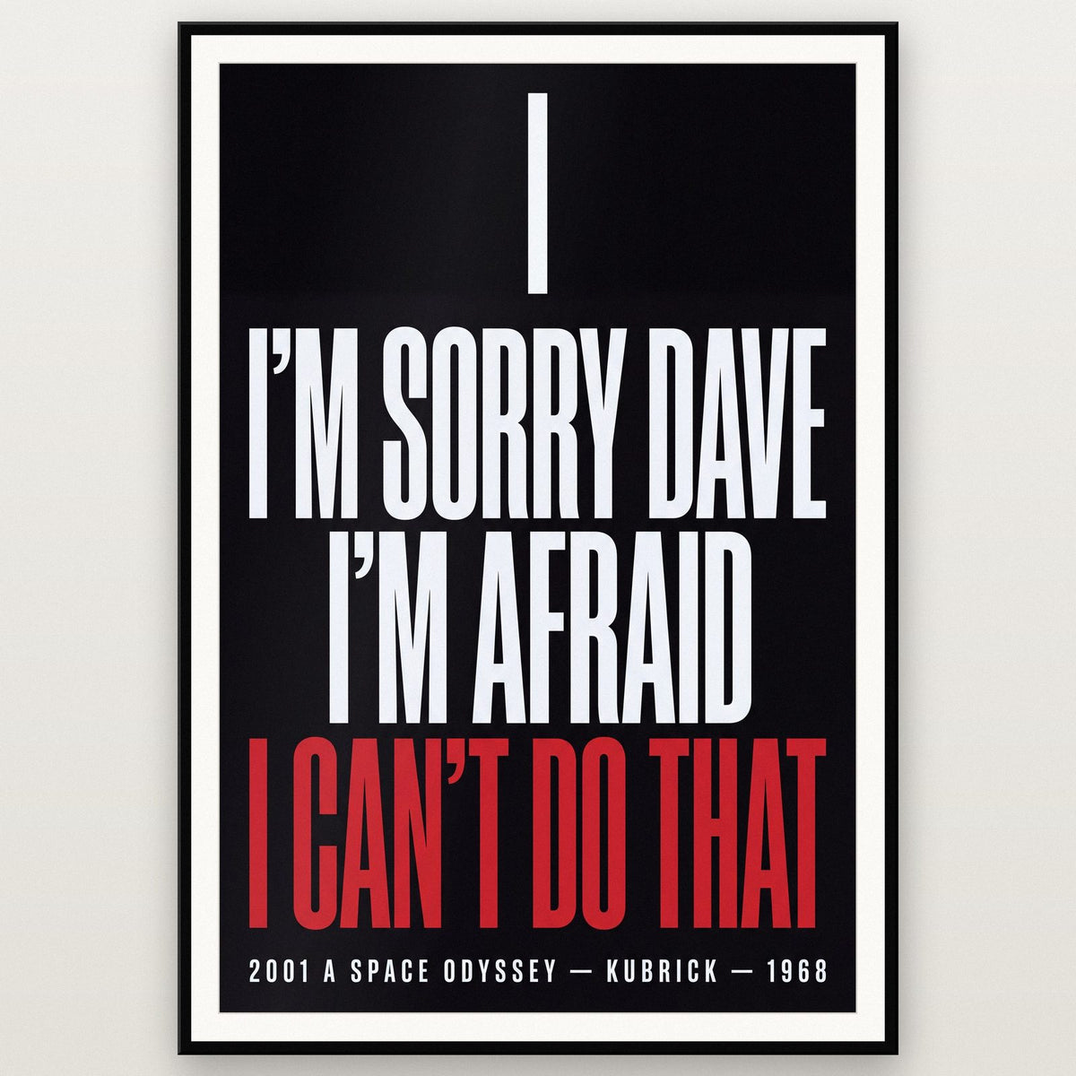 2001 A Space Odyssey Print shown in a black frame