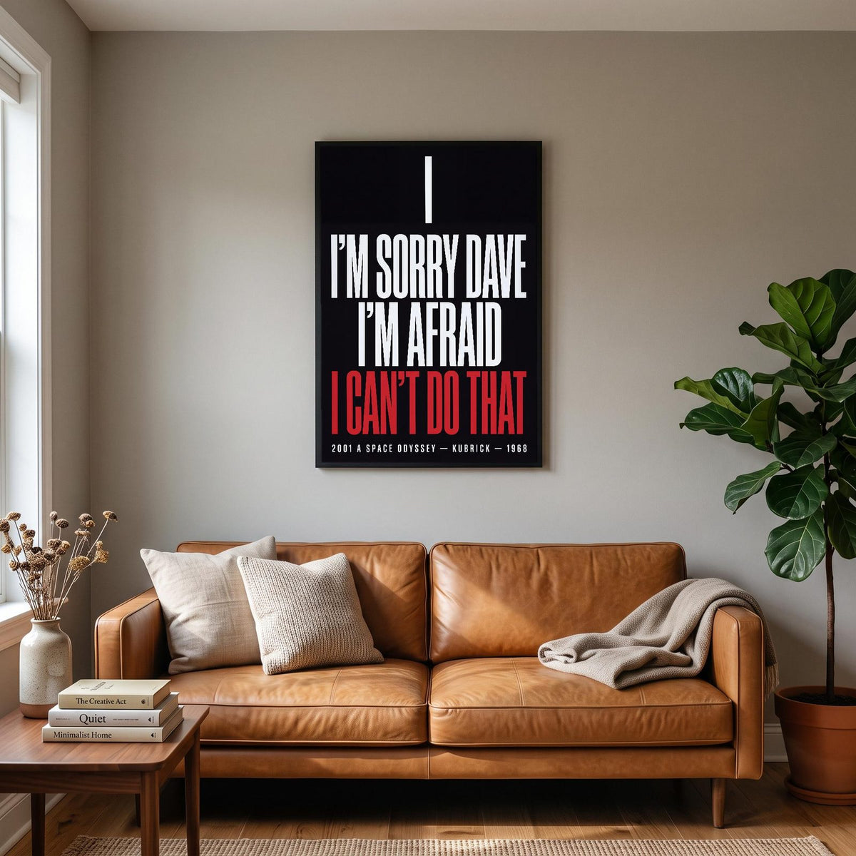 2001 A Space Odyssey Print hanging on a living room wall