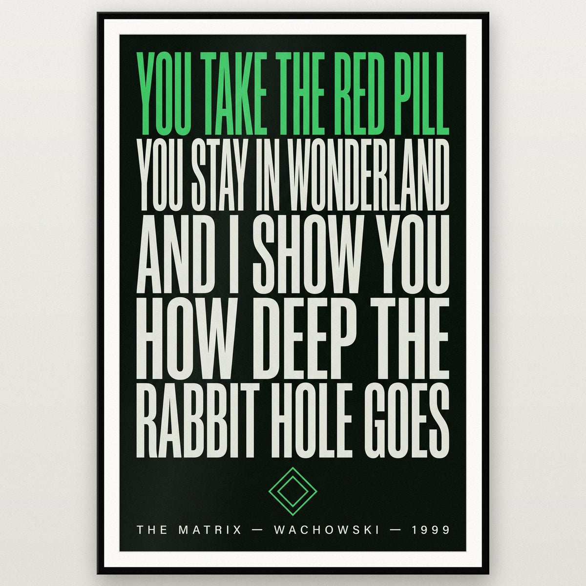 The Matrix Print shown in a black frame