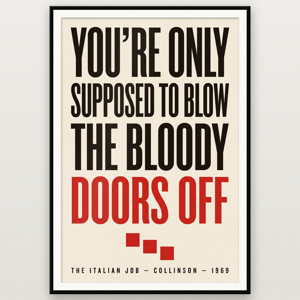 The Italian Job Print shown in a black frame