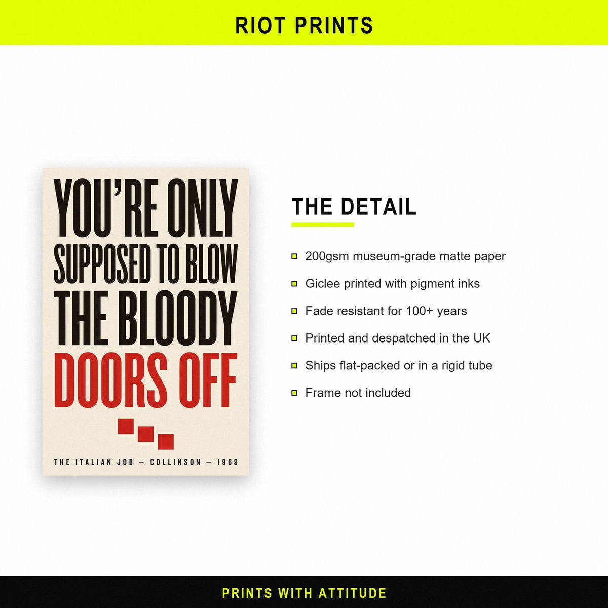 The Italian Job Print paper and printing specification