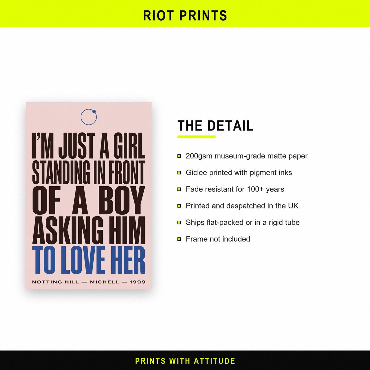 Notting Hill Print paper and printing specification