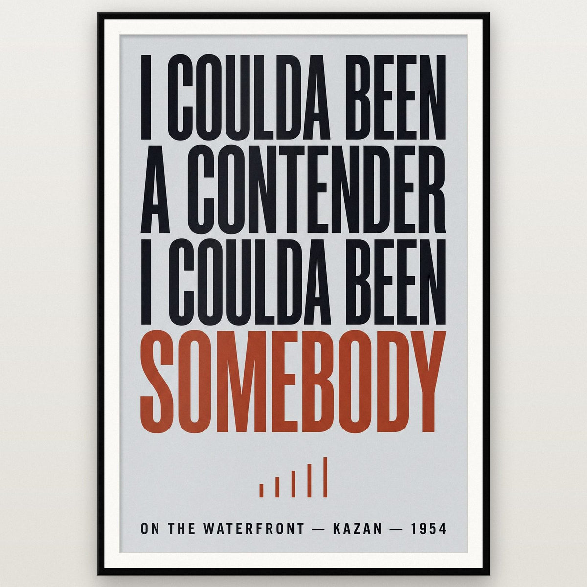 On The Waterfront Print shown in a black frame