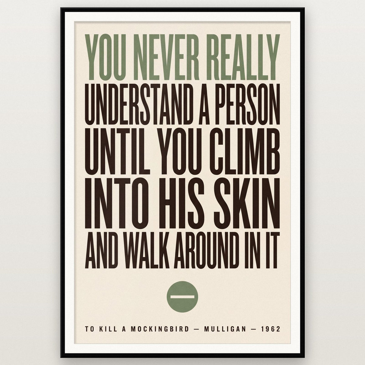 To Kill A Mockingbird Print shown in a black frame