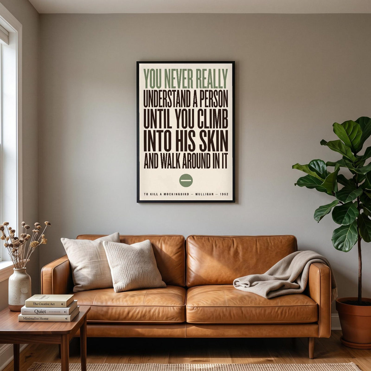 To Kill A Mockingbird Print hanging on a living room wall