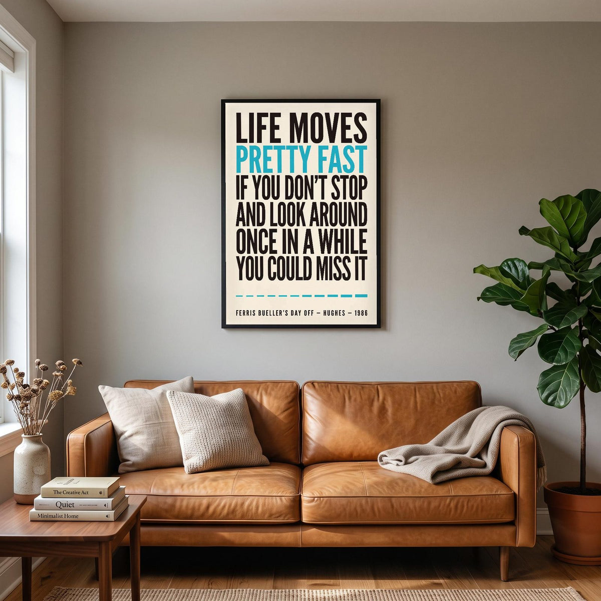Ferris Buellers Day Off Print hanging on a living room wall