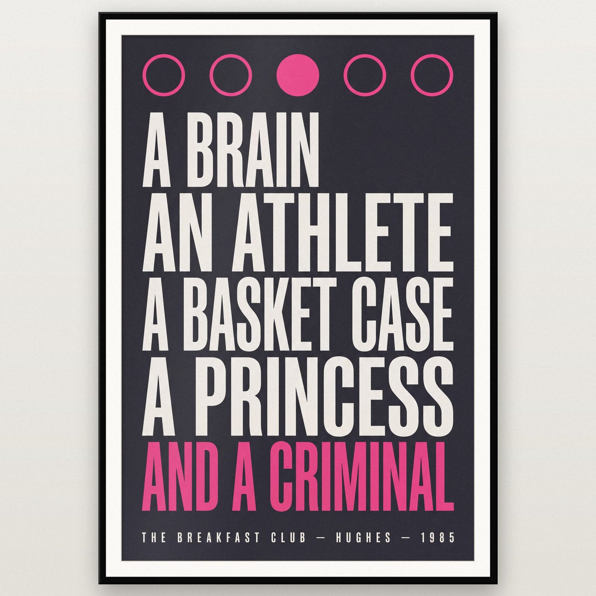 The Breakfast Club Print shown in a black frame