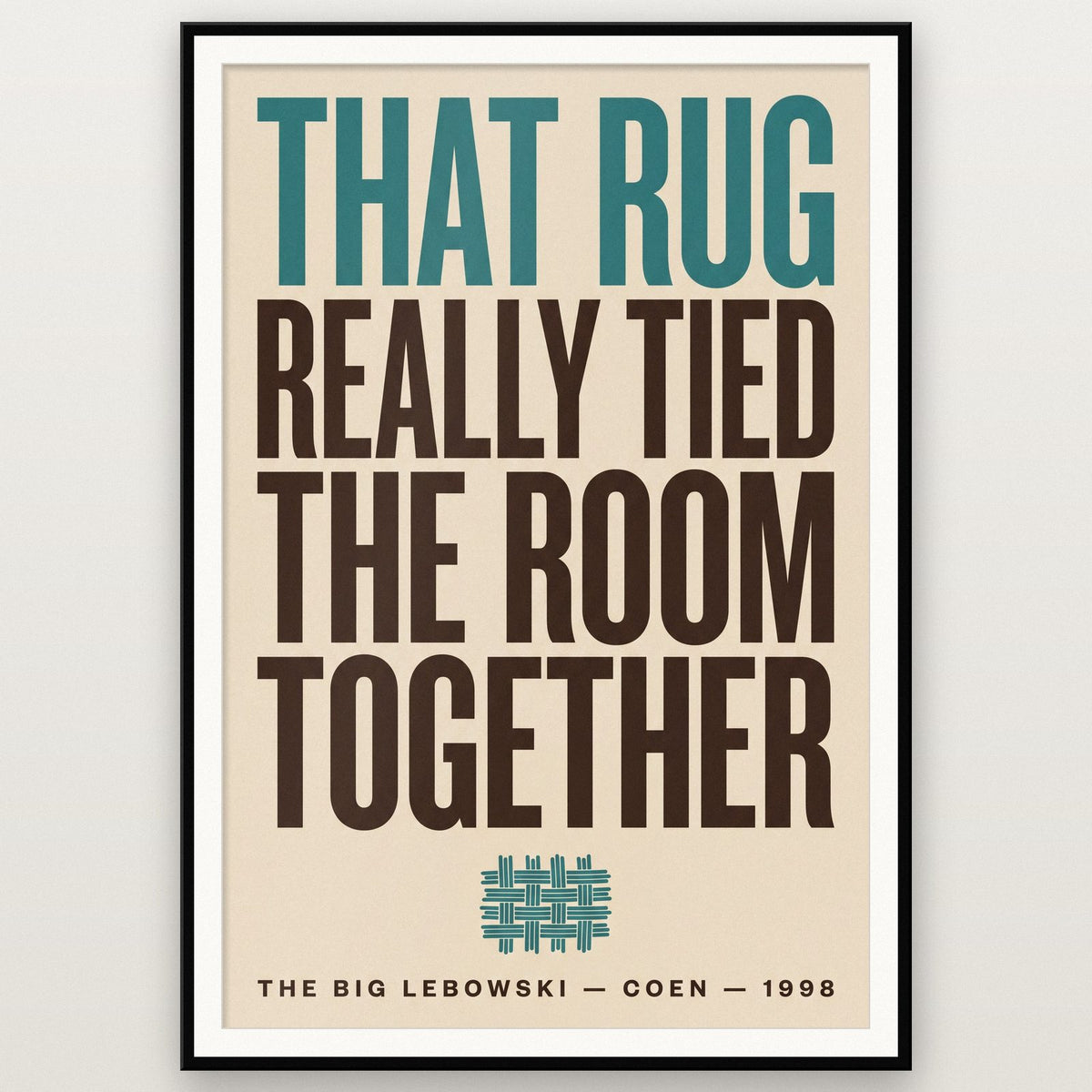 The Big Lebowski Print shown in a black frame