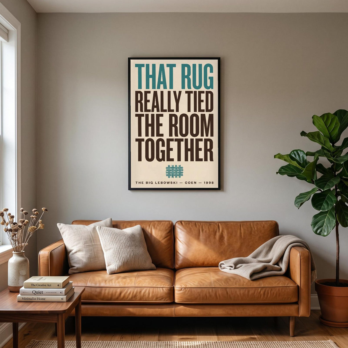 The Big Lebowski Print hanging on a living room wall