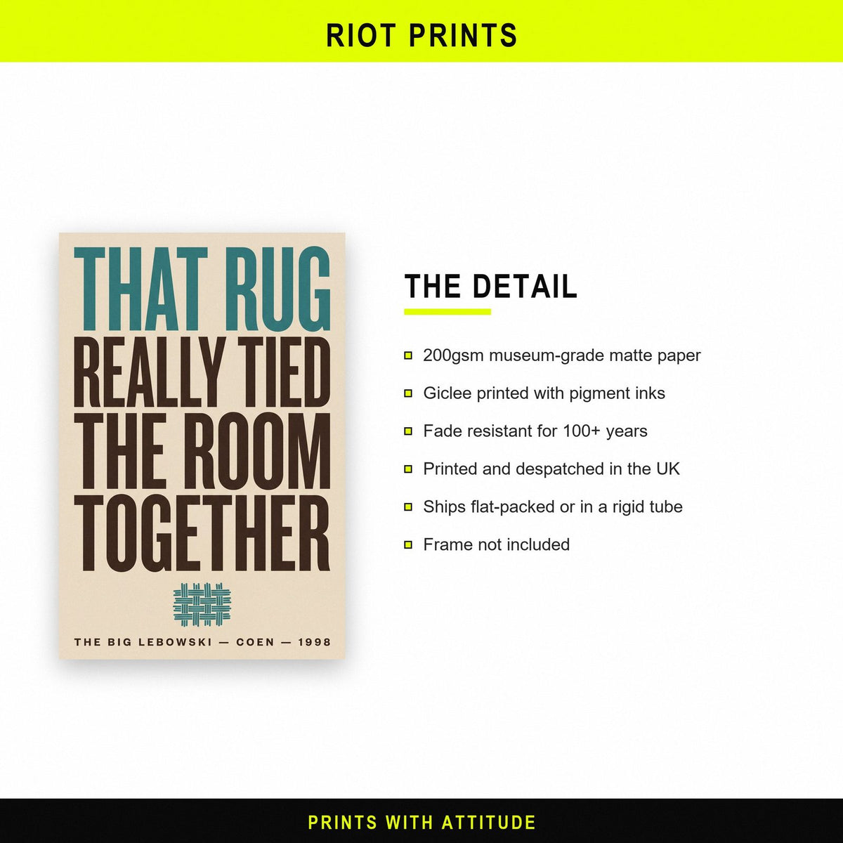 The Big Lebowski Print paper and printing specification