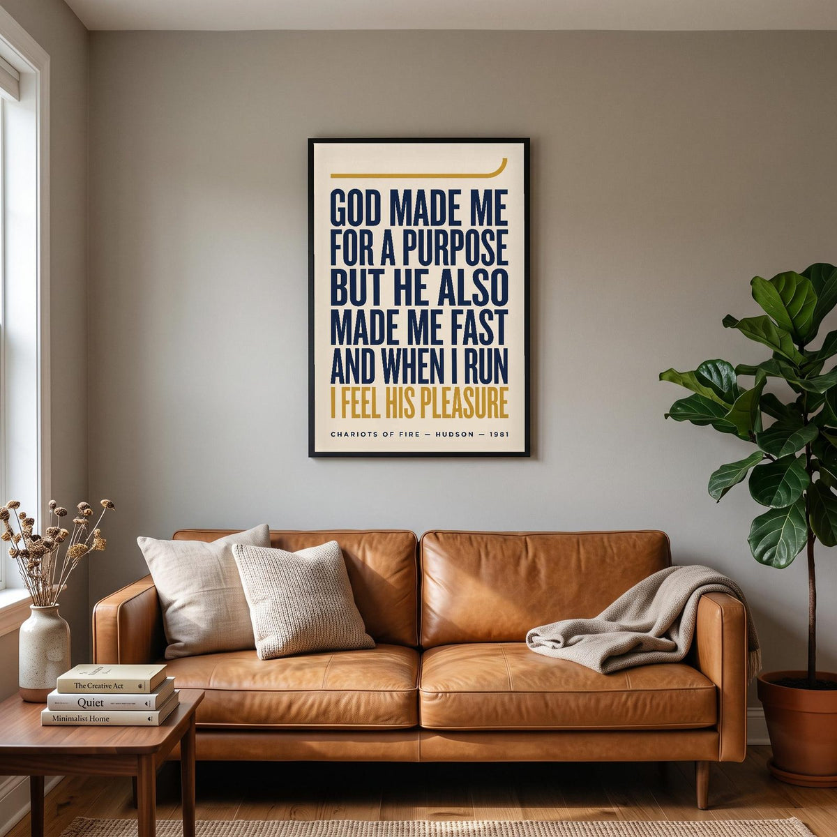 Chariots Of Fire Print hanging on a living room wall