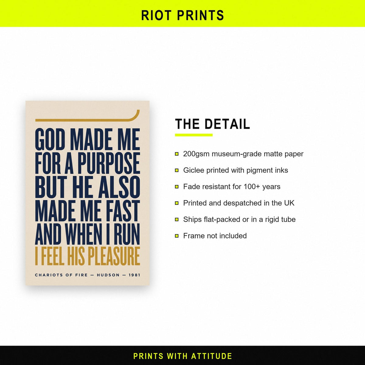 Chariots Of Fire Print paper and printing specification